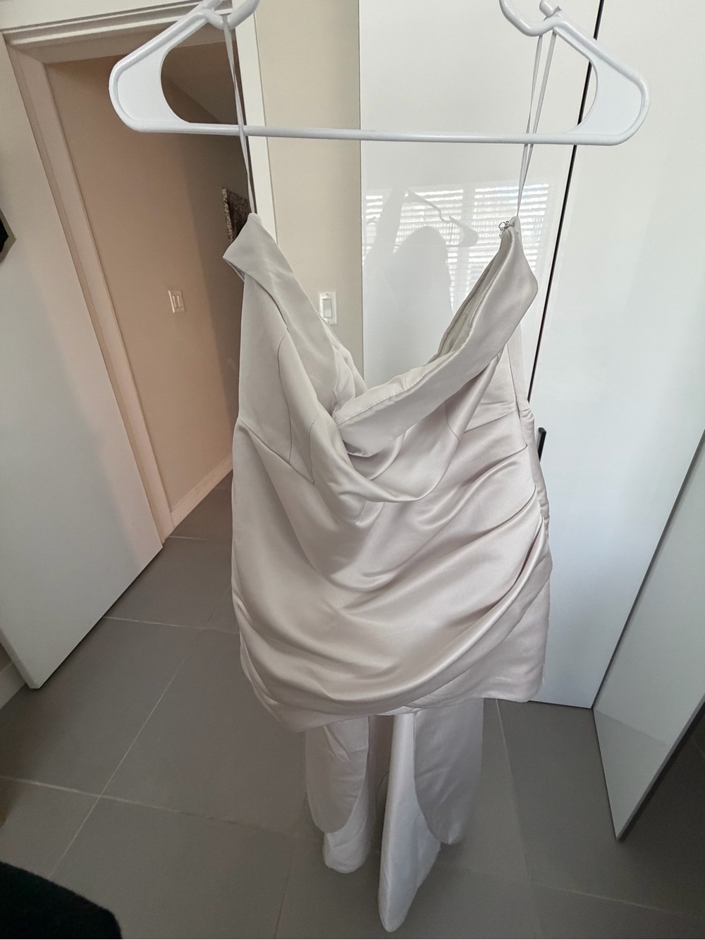 Draped Satin Ivory Formal Dress
